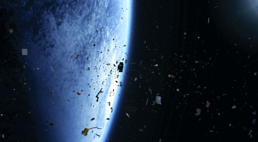 An artist’s rendering of space debris in orbit. Credit: European Space Agency.